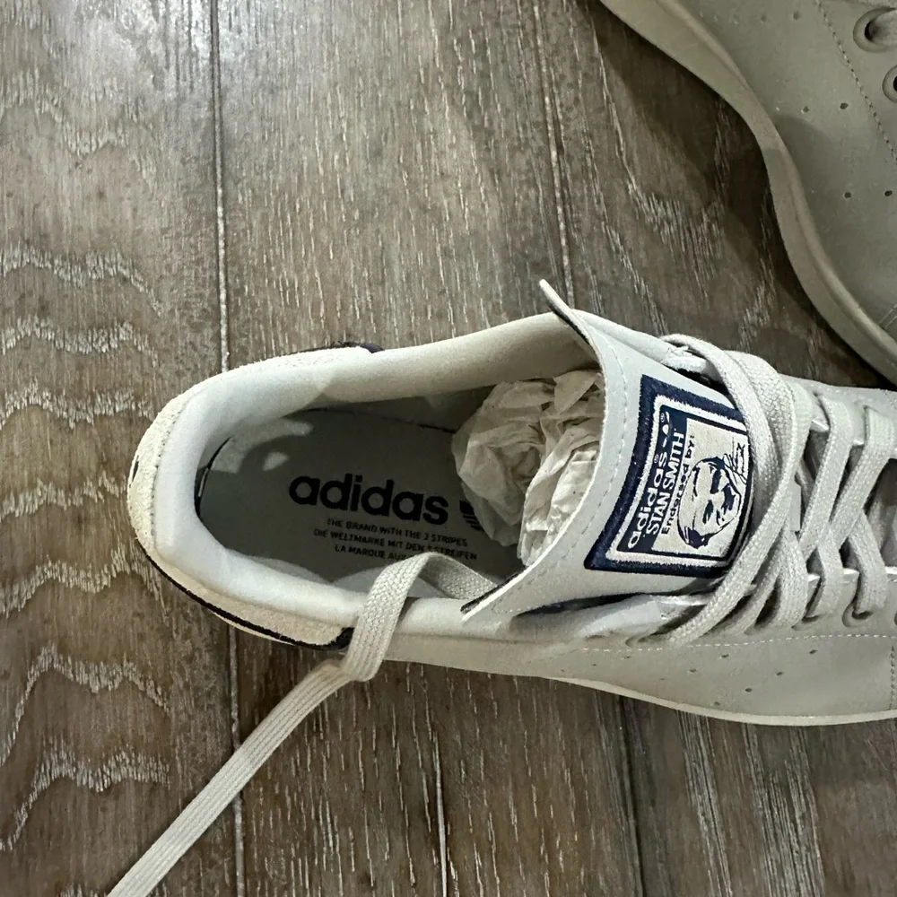 adidas Stan Smith Light Gray with Navy Trim Women’s Sneakers
